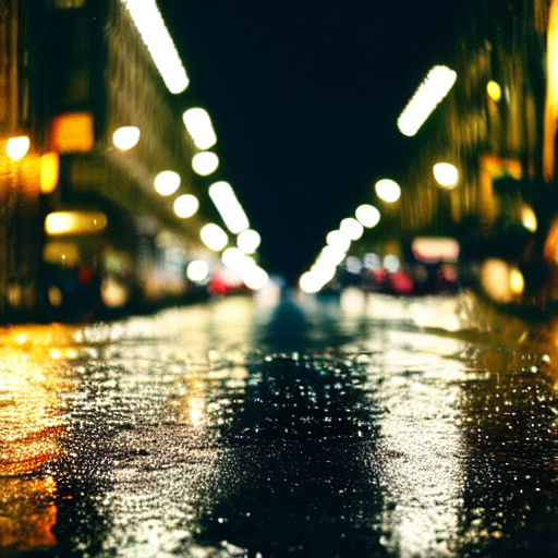 AI generated: Stable Diffusion prompt: distant photograph of a busy street at night with ... (Stable Diffusion - Photography)