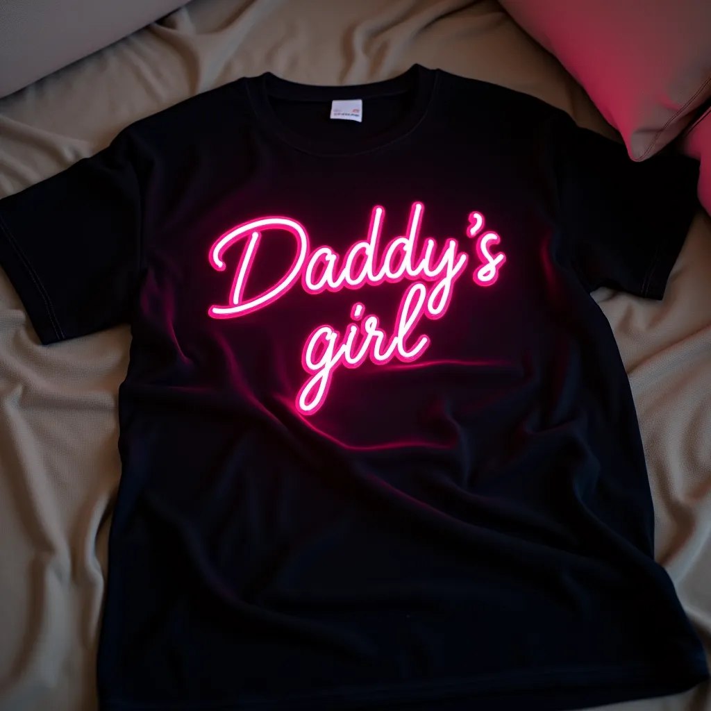 FLUX prompt: Image of black T-Shirt and on T-Shirt wrote "Daddy... - FLUX
