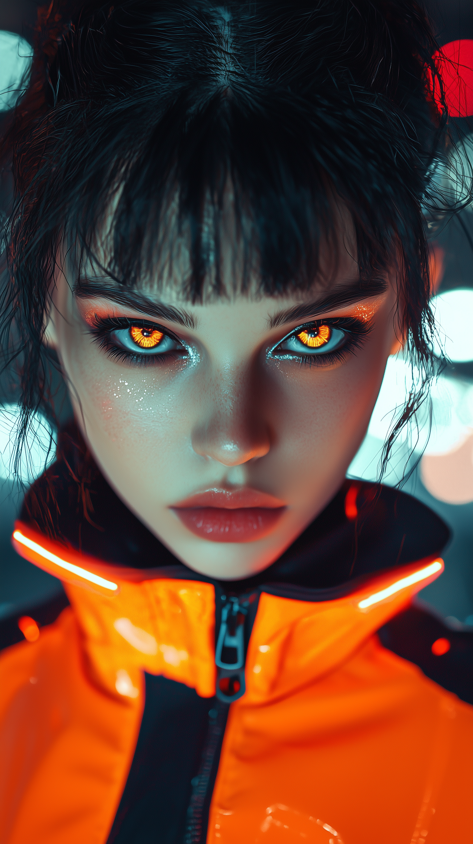 AI generated: Midjourney prompt: portrait model with neon-colored eye makeup, focus... (Midjourney - Portraits)