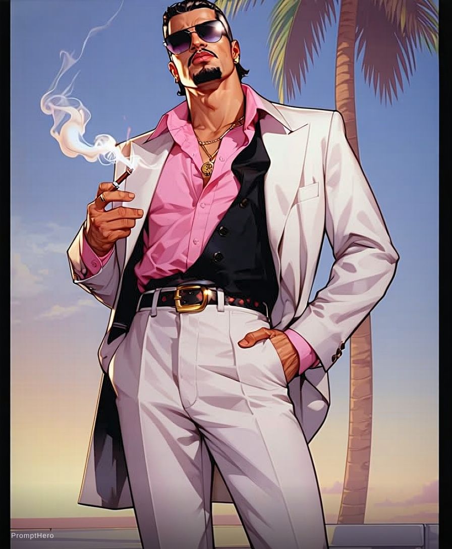 AI generated: Stable Diffusion prompt: Full-body illustration of Al Pacino in a stylized ... (Stable Diffusion - Concept Art)