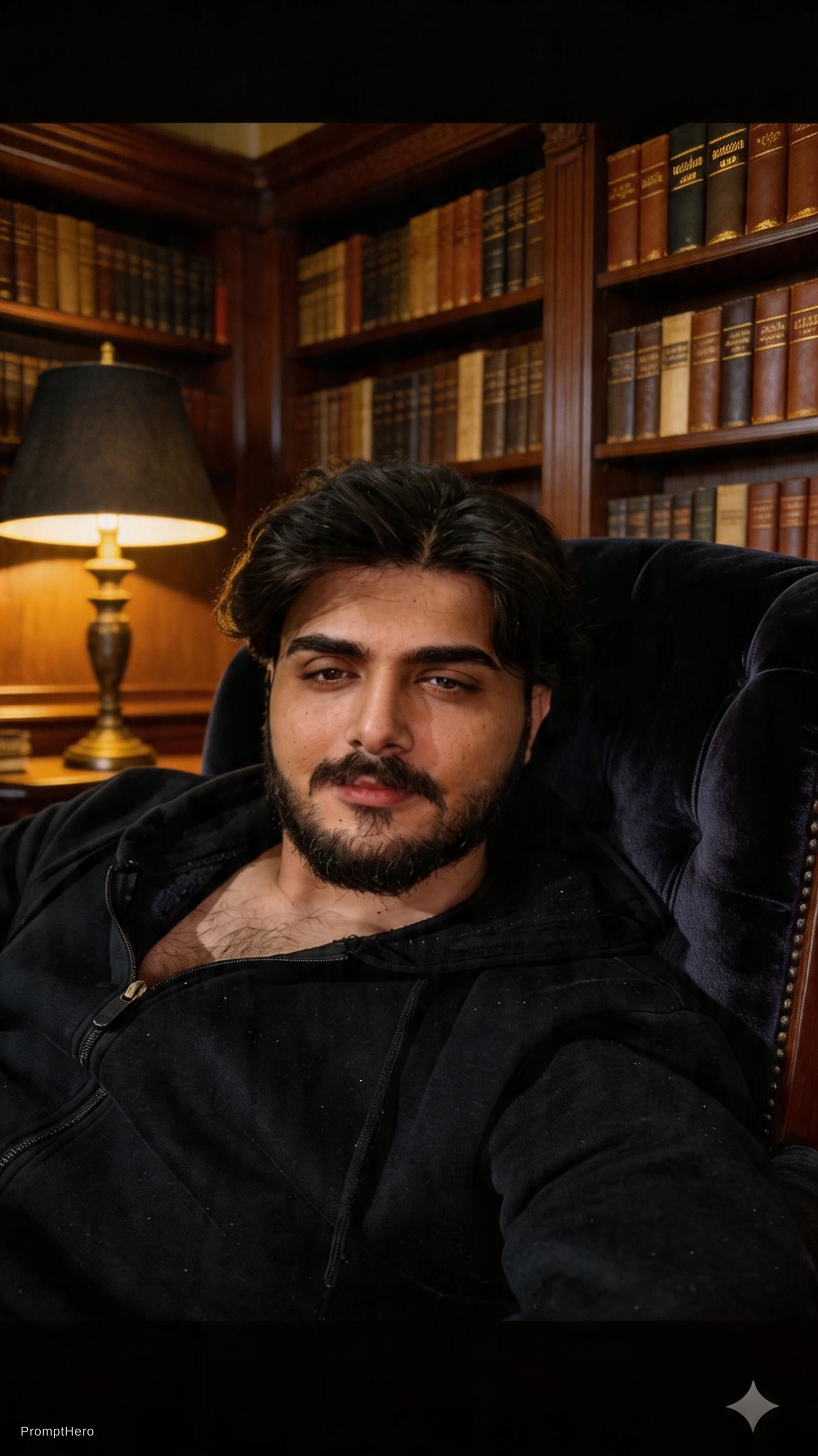 AI generated: Seedream 5 prompt: A medium-shot of a charismatic man sitting in a gr... (Seedream 5 - Portraits)