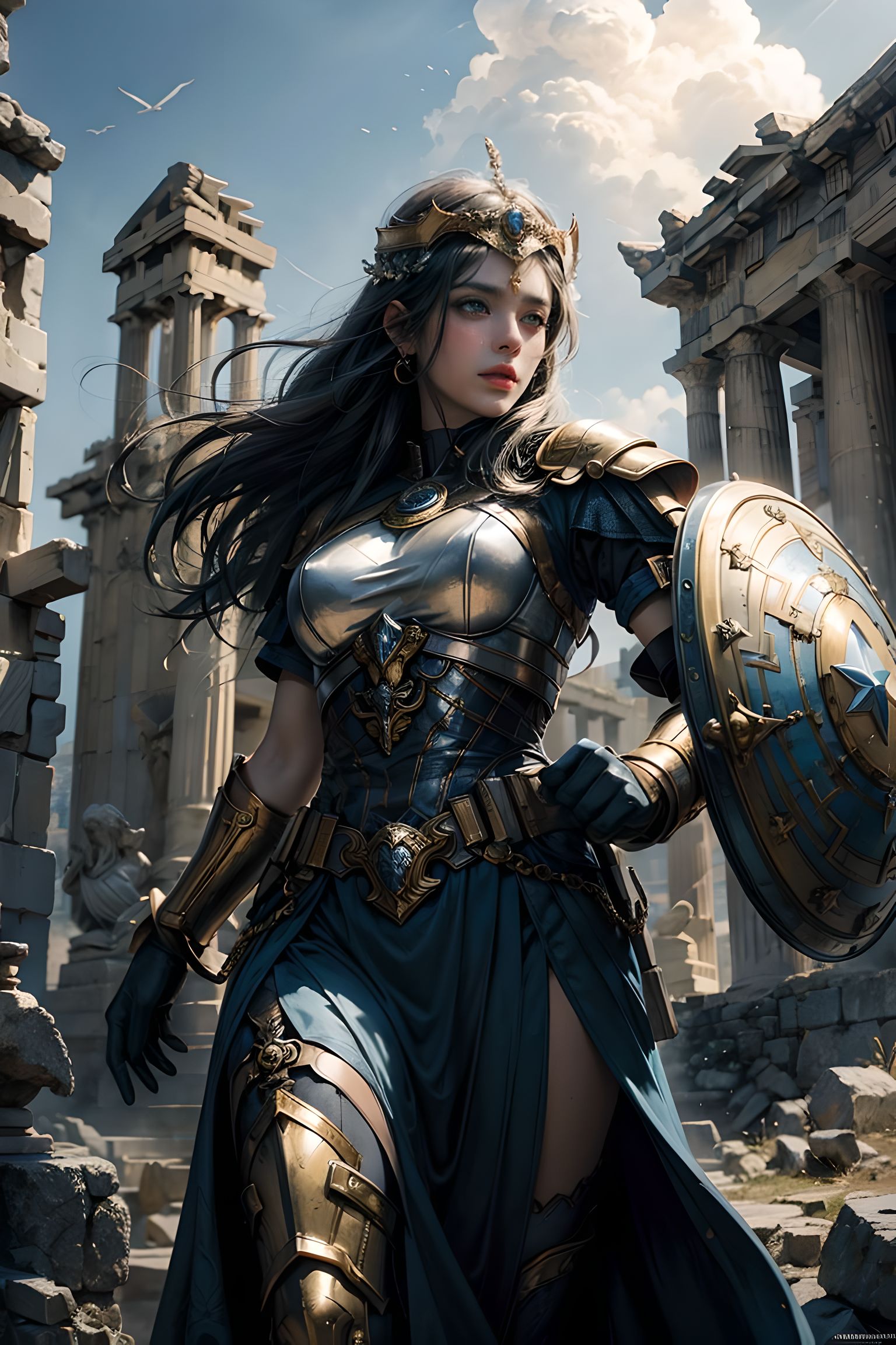 Stable Diffusion prompt: Goddess of wisdom and war(greek ...