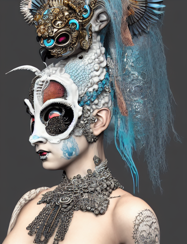 Stable Diffusion prompt: 3 d goddess close - up profile p...
