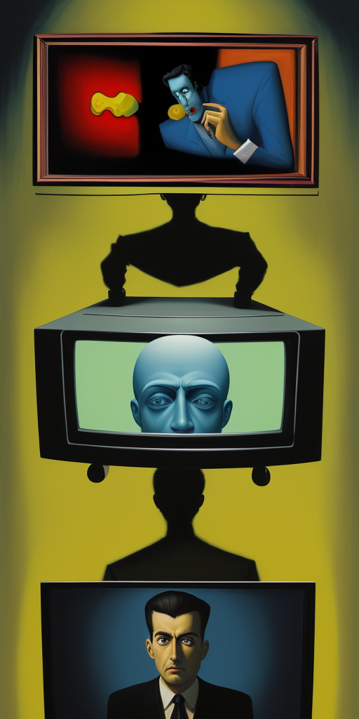 AI generated: DreamShaper prompt: a surrealist painting of a man who has a televisio... (DreamShaper - Portraits)