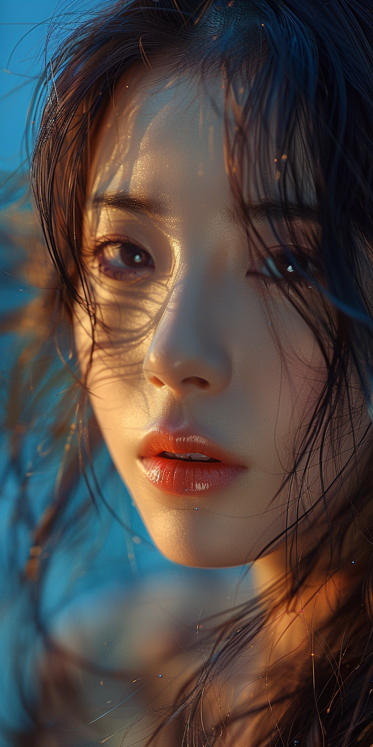 Midjourney prompt: A beautiful Korean woman with long hair, very deta... - Midjourney
