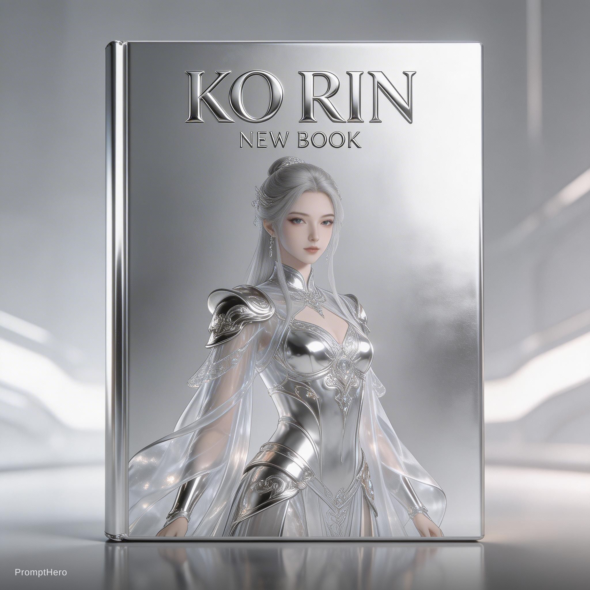 صورة مولدة بالذكاء الاصطناعي: Seedream 5 prompt: ko rin's new book in a silver, in the style of fut... (نموذج Seedream 5 - فن ثلاثي الأبعاد)