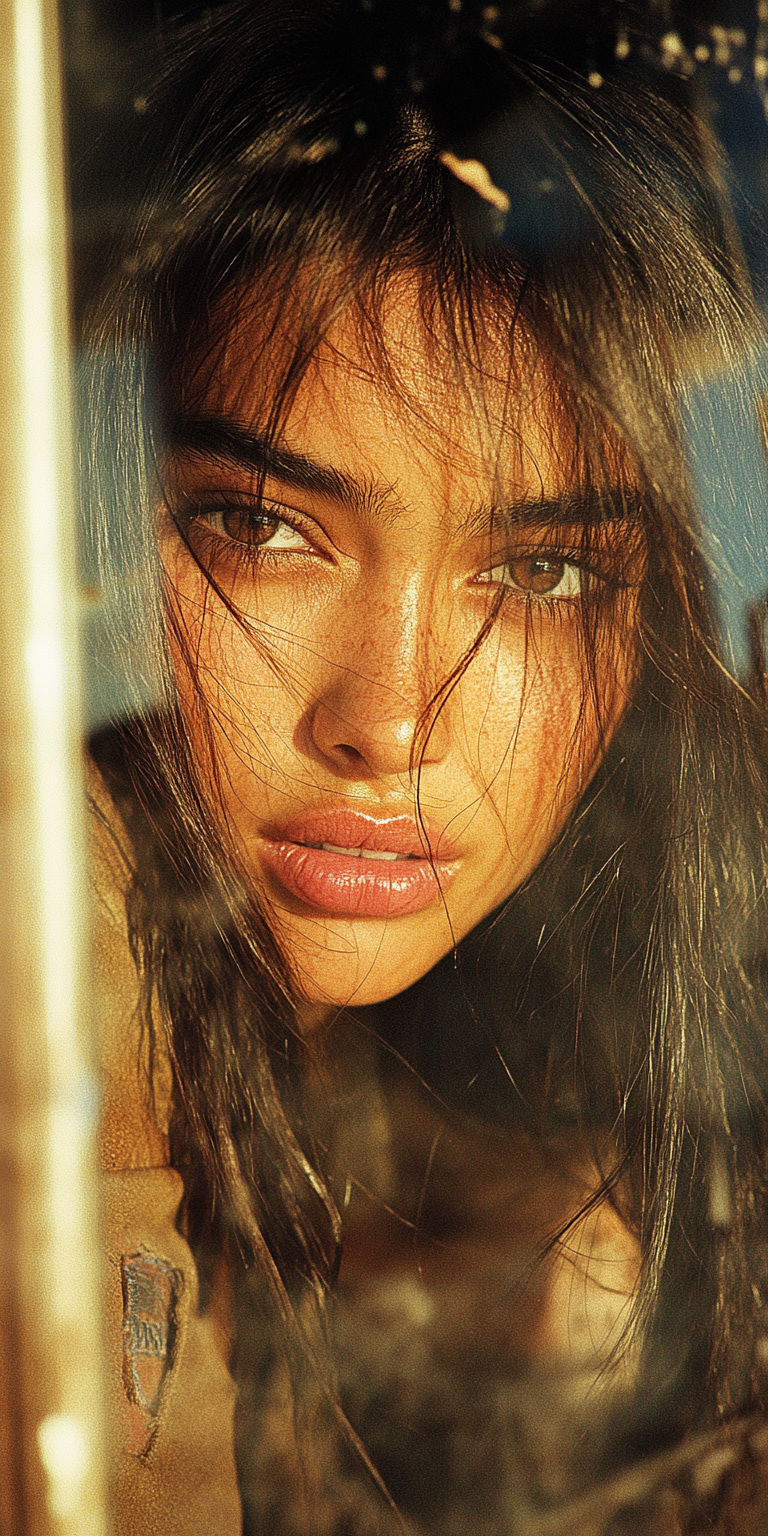 Midjourney prompt: realistic retro photo of a model, close-up, shot o... - Midjourney