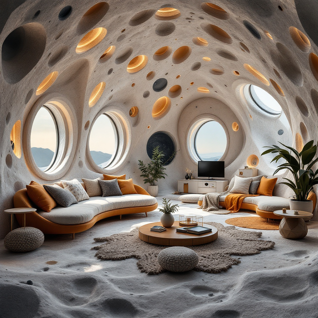 FLUX prompt: Interior design of a house on the moon, beau...
