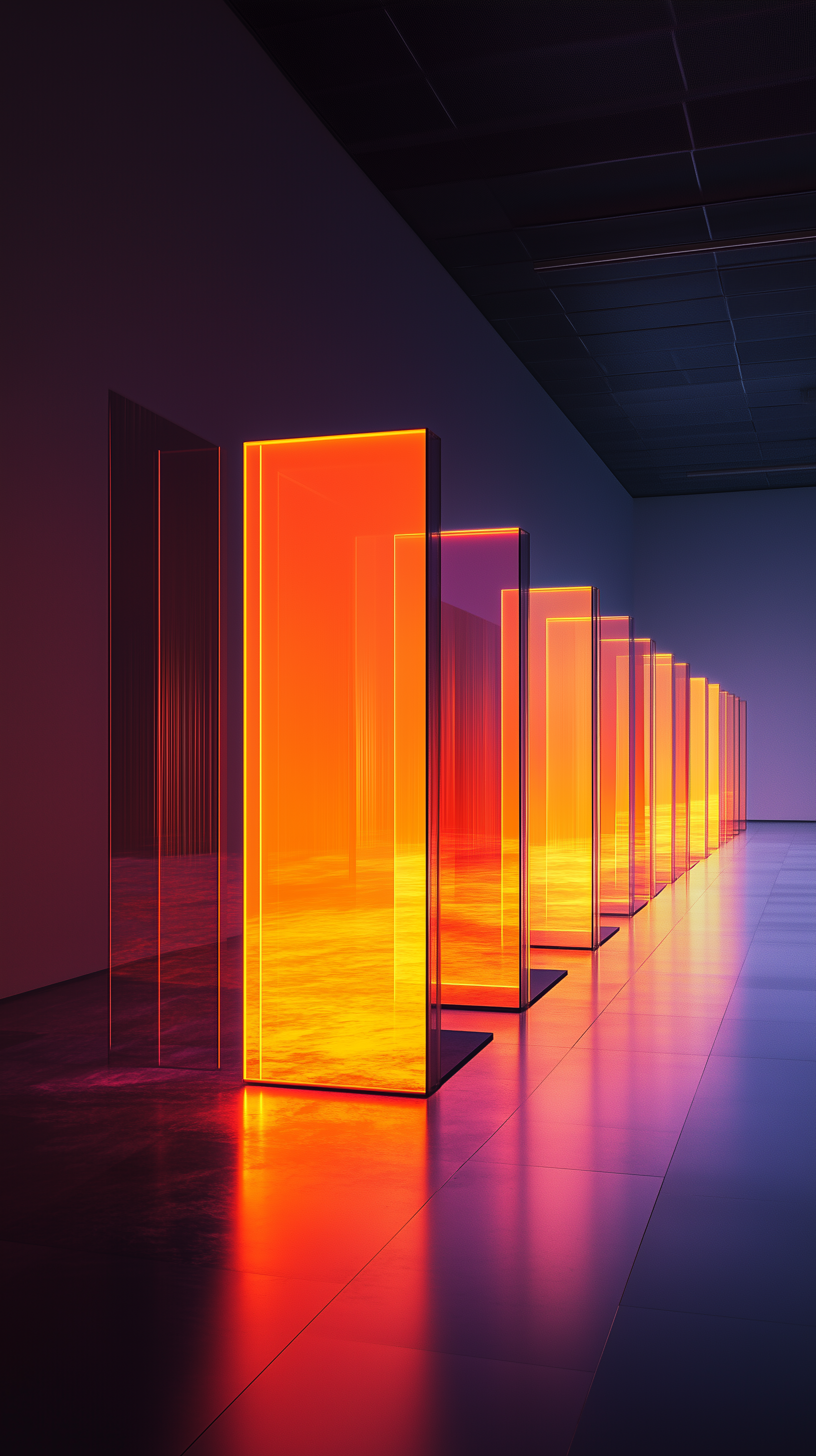 AI generated: Midjourney prompt: photography, image of an abstract, light-based ins... (Midjourney - Interior Design)