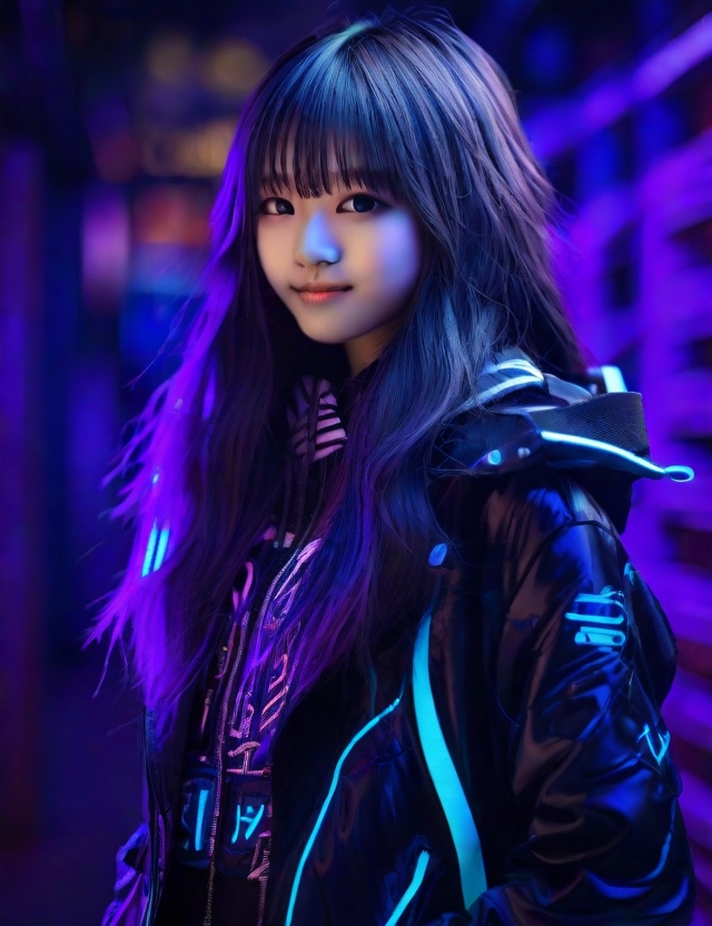 DreamShaper prompt: Professional photograph uv blacklight of a Japanes... - DreamShaper