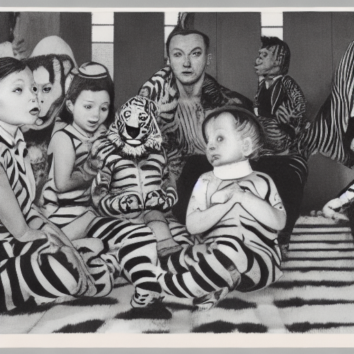 Stable Diffusion prompt: a humanoid tiger telling a story...