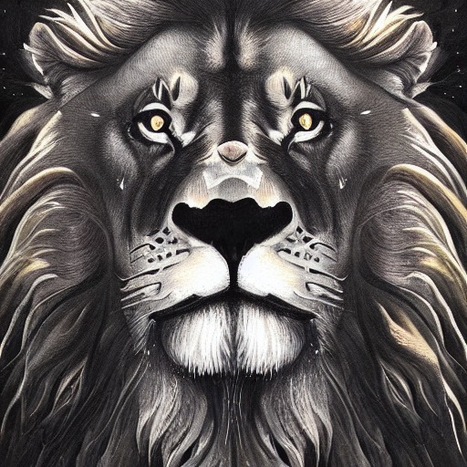 Stable Diffusion prompt: A powerful, majestic Lion with a...