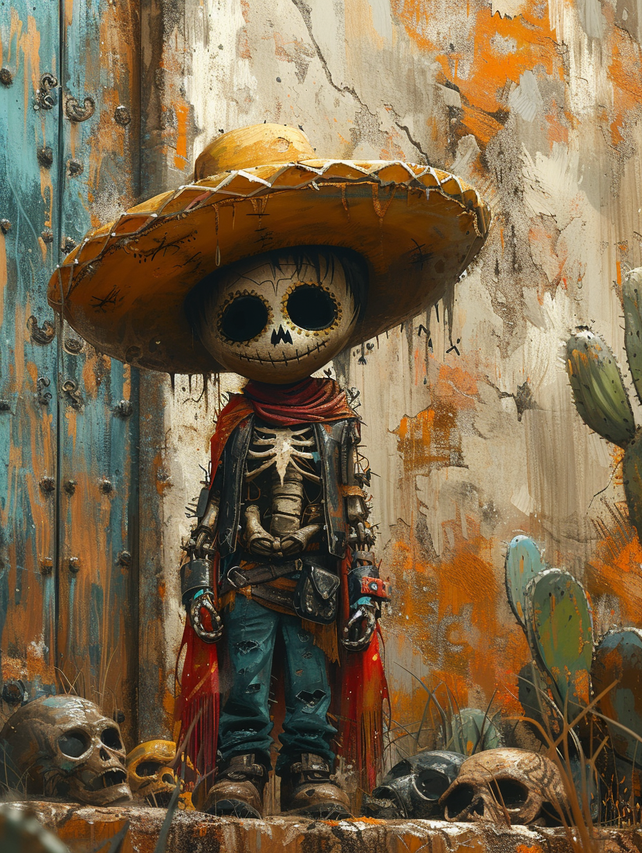 Midjourney prompt: a cartoon boy wearing a sombrero, in the style of ... - Midjourney