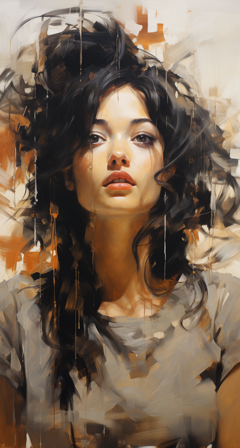 Midjourney prompt: a drawing of a woman with her hair in the air it i... - Midjourney