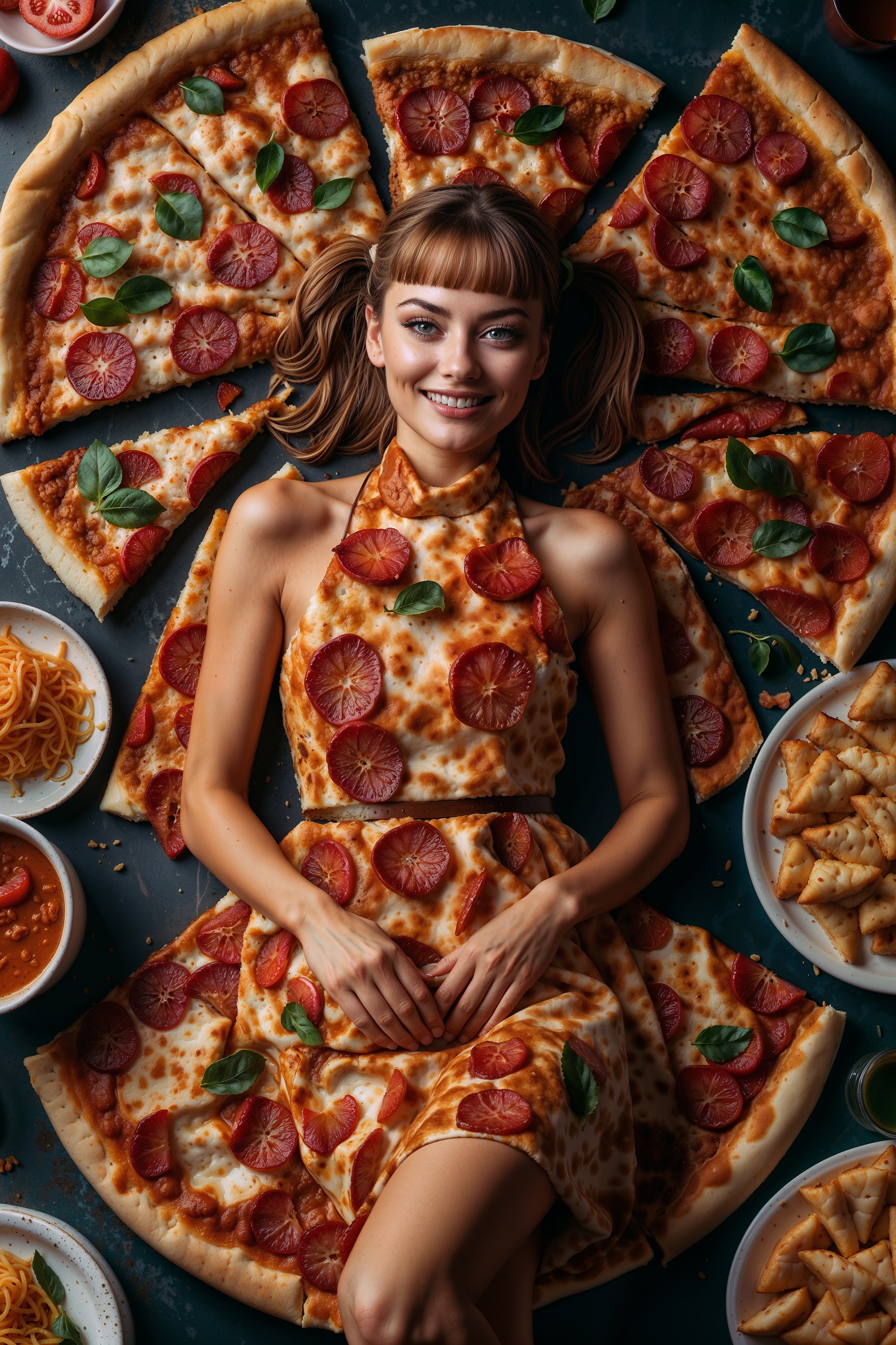AI generated: Pizza Fashion Advertisement (Stable Diffusion - Fashion)