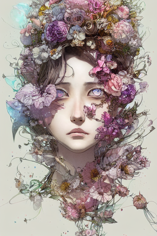Stable Diffusion prompt: "Portrait of a beautiful flower ...