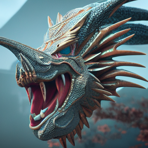 Stable Diffusion prompt: goddess close-up Dragon head, in...
