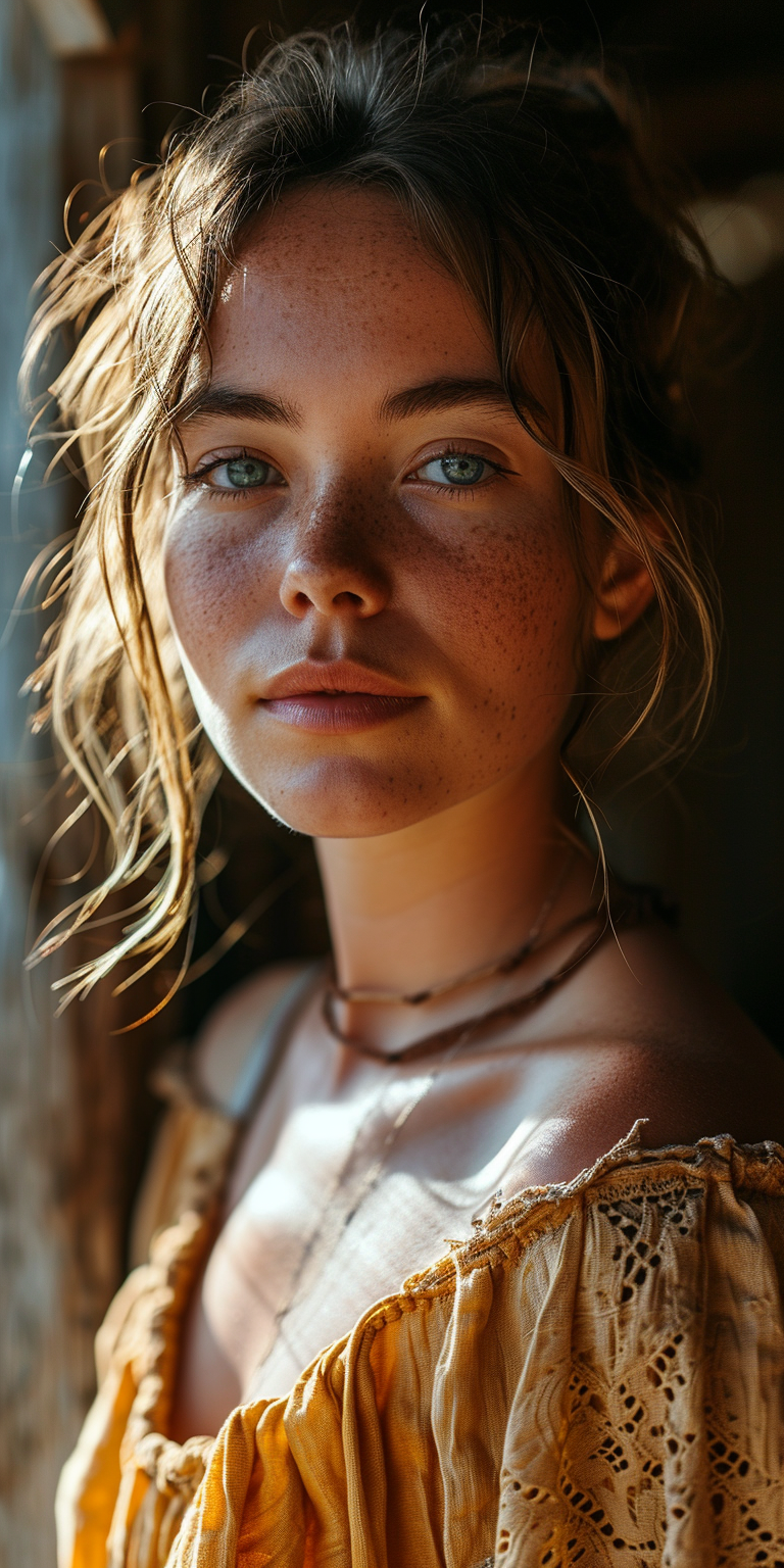 Midjourney prompt: a picture of a beautiful girl in a portrait, in th... - Midjourney
