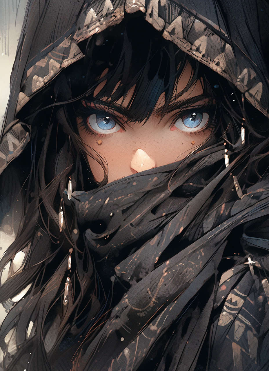 Midjourney prompt: the image is of an adult woman with dark hair and ... - Midjourney