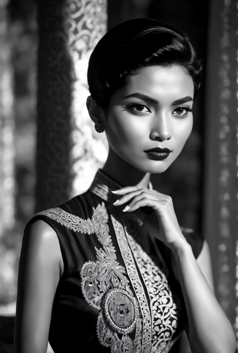 AI generated: Film Noir photo of an asian woman (Stable Diffusion - Photography)