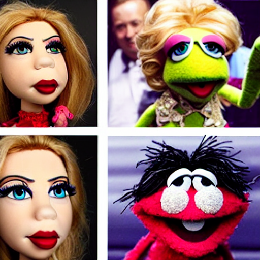 Normal Puppet Stable Diffusion prompt: Muppet version of Scarlett Johan...
