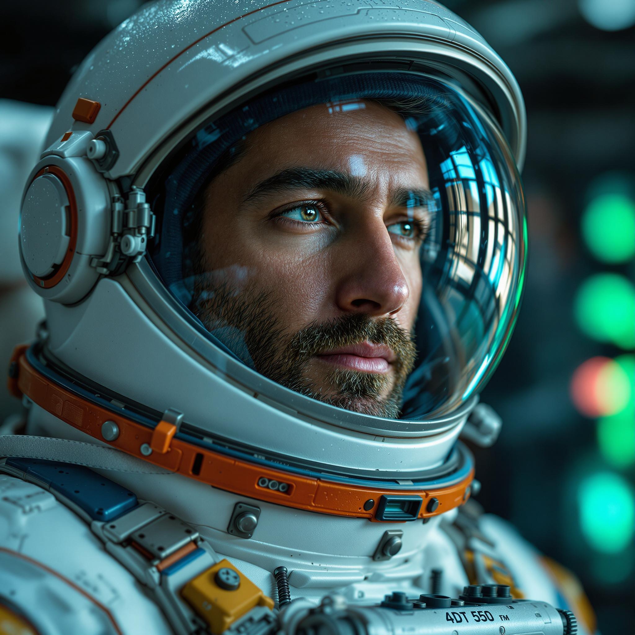FLUX prompt: The image features a close-up of a man wearing a d... - FLUX