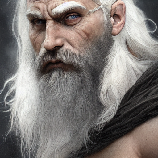 صورة مولدة بالذكاء الاصطناعي: Stable Diffusion prompt: painted portrait of rugged odin, god of war, norse... (نموذج Stable Diffusion - صور شخصية)