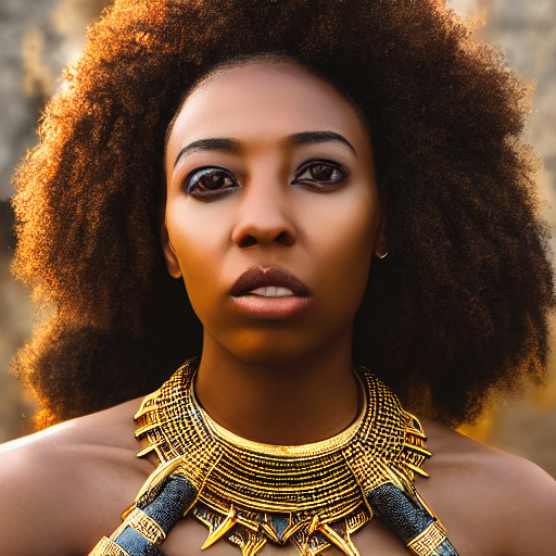 Stable Diffusion prompt: Photo of a black woman from Waka...
