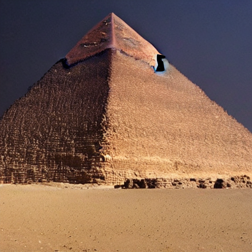 Stable Diffusion prompt: in the desert the great pyramid ...