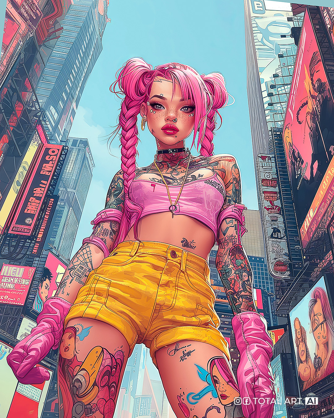 AI generated: «Alone in the city center» (Midjourney - Character Design)