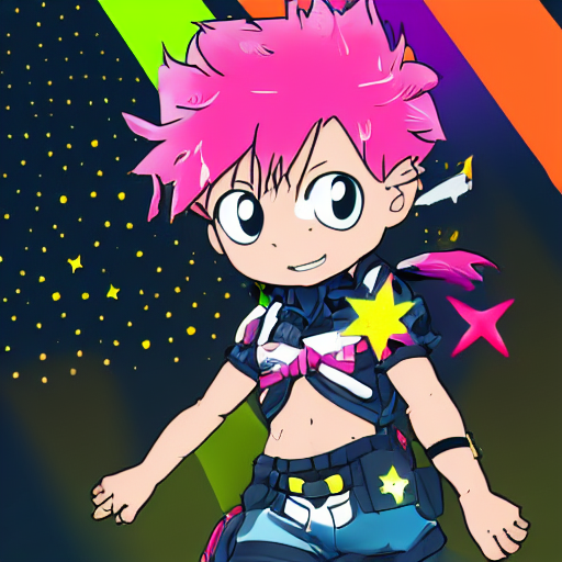 Stable Diffusion prompt: Cute Hero girl with pink hair, g...