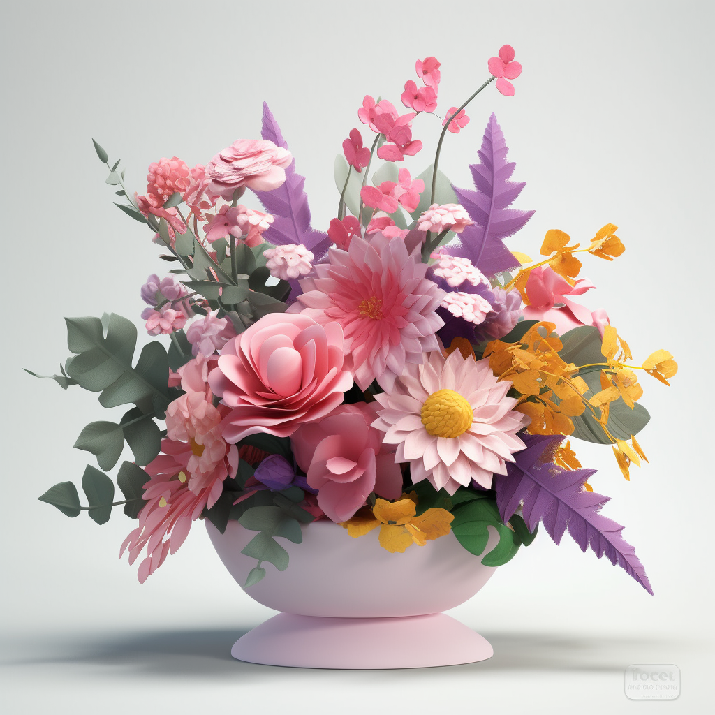 AI generated: Midjourney prompt: Customize a floral arrangement, 3D render, art by ... (Midjourney - 3d Renders)