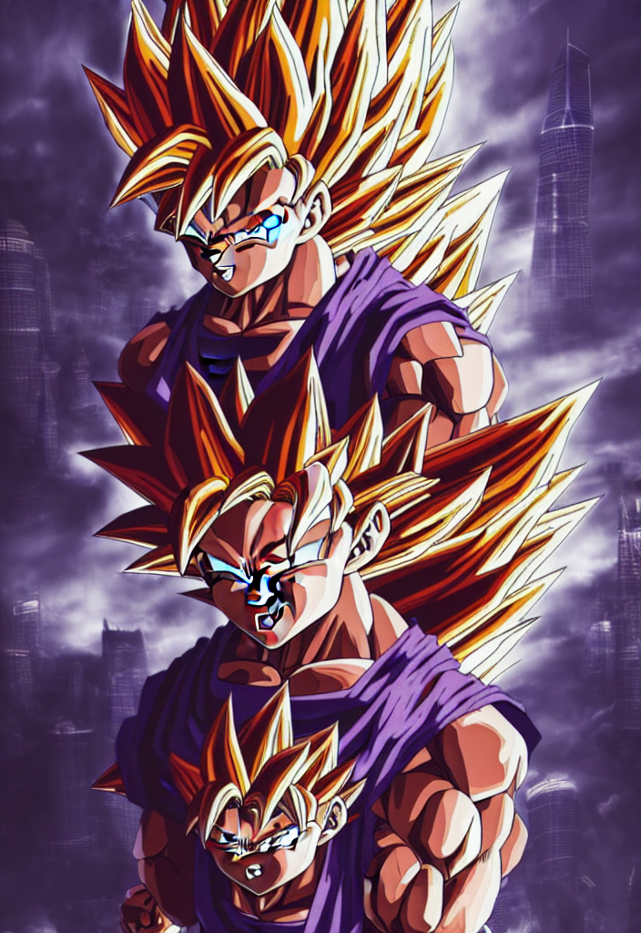 Stable Diffusion prompt: super saiyan Goku with wind-like...