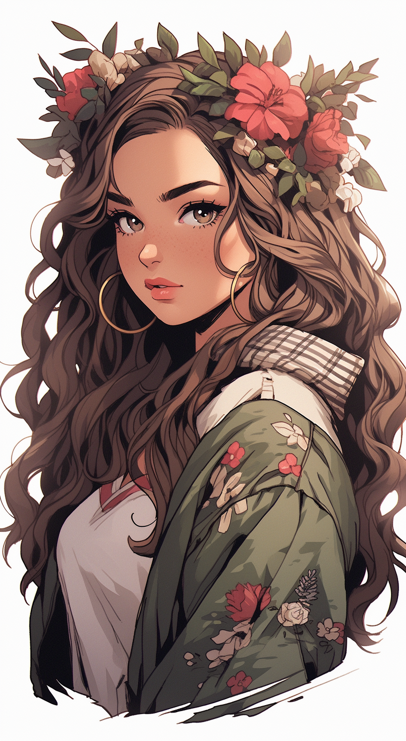 Midjourney prompt: drawing an artistic digital image of a girl that h... - Midjourney