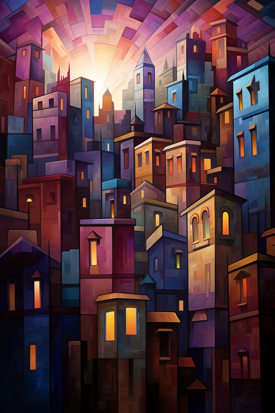 Midjourney prompt: The ecosystem of a cityscape, Cubism, inspired by ... - Midjourney
