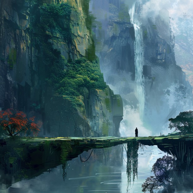 صورة مولدة بالذكاء الاصطناعي: A moment of tangency 1 (نموذج Midjourney - مناظر طبيعية)