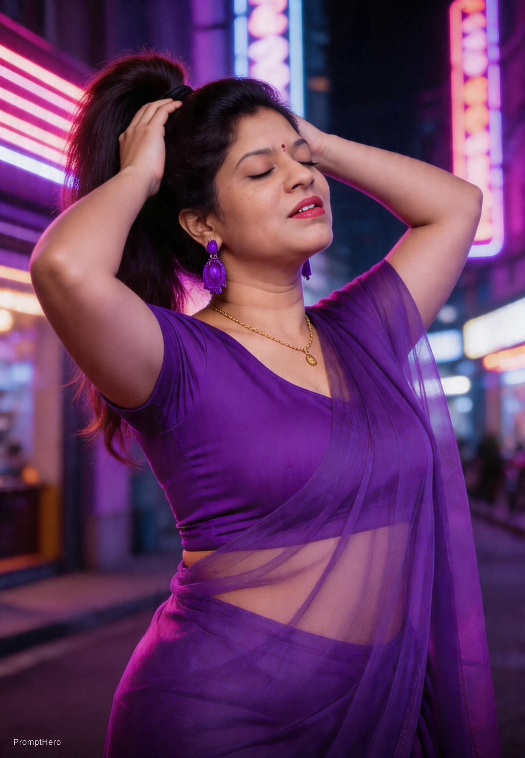 صورة مولدة بالذكاء الاصطناعي: Seedream 5 prompt: Create an image of A chubby and curvy Indian woman... (نموذج Seedream 5 - صور شخصية)
