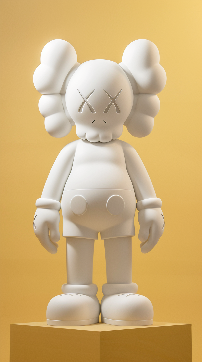 صورة مولدة بالذكاء الاصطناعي: Midjourney prompt: KAWS, a plaster bust, front view, solid white colo... (نموذج Midjourney - تصوير فوتوغرافي)