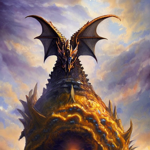 Stable Diffusion prompt: giant dragon flying in the sky,