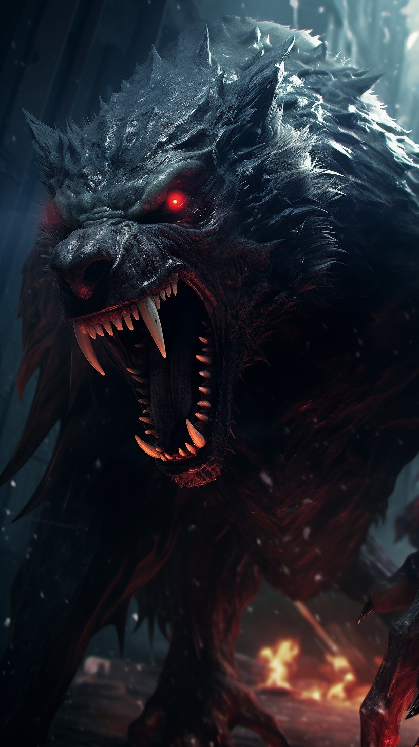 صورة مولدة بالذكاء الاصطناعي: Midjourney prompt: Big bad wolf died the ether of rage. twisted lovec... (نموذج Midjourney - صور شخصية)