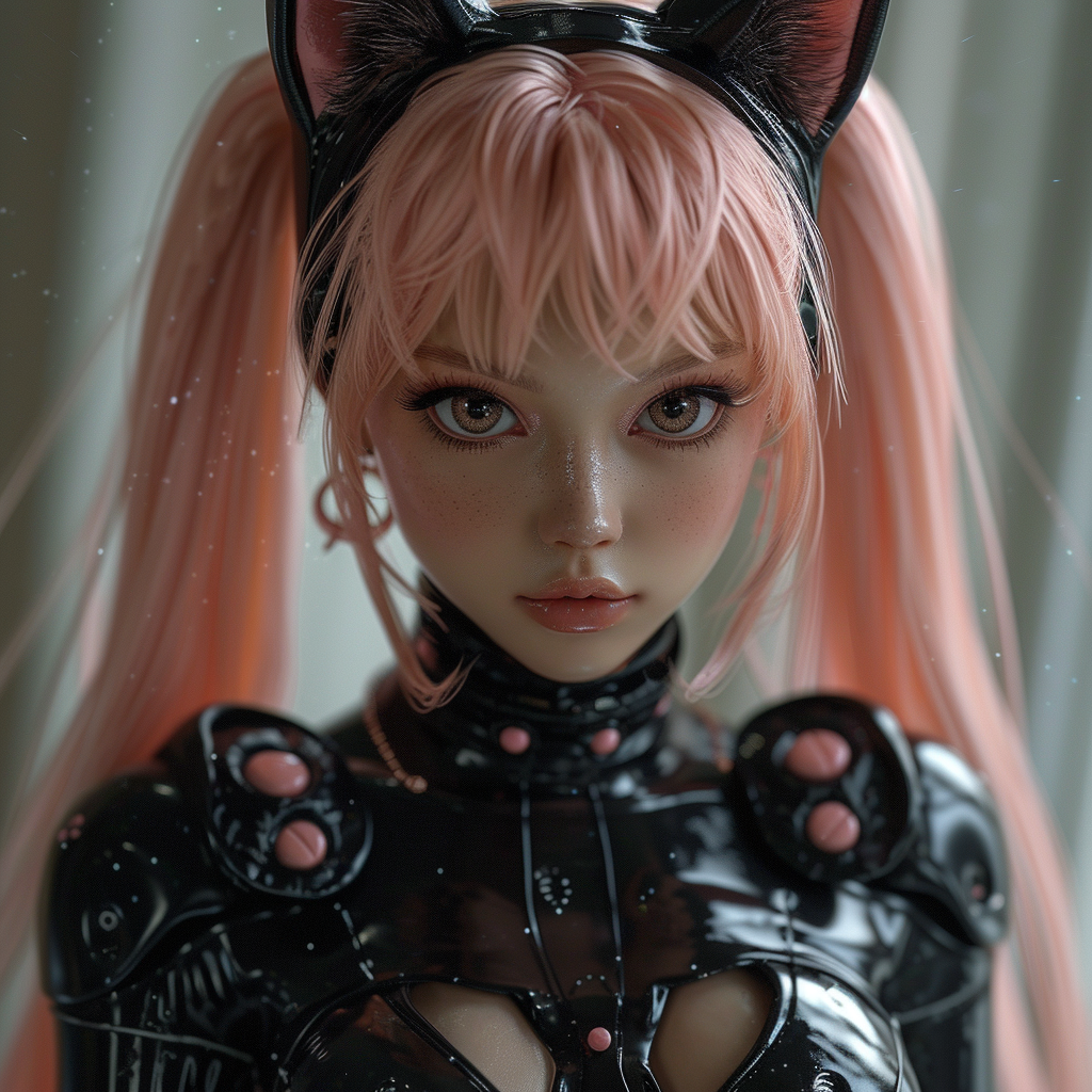 AI generated: Pink hair kitty cute (Midjourney - Portraits)