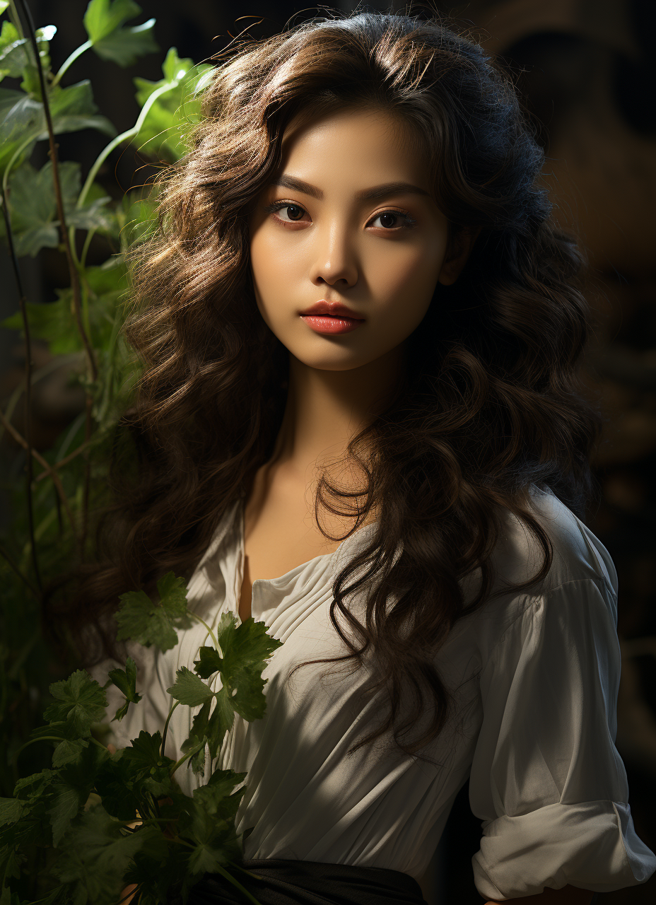 Midjourney prompt: korean girl's posing in light, in the style of lig... - Midjourney