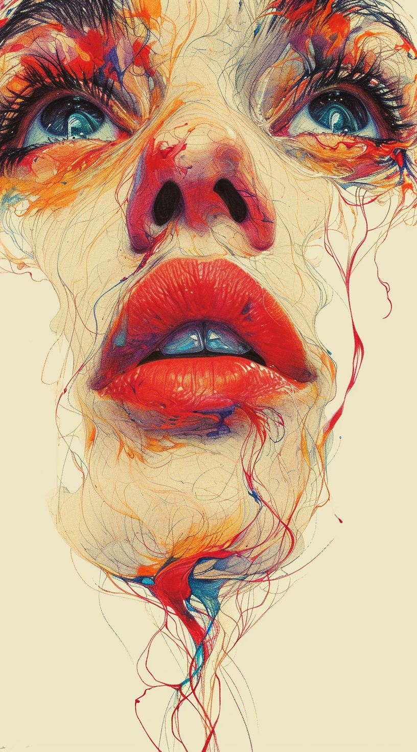 Midjourney prompt: a drawing of a woman's face in art form, in the st... - Midjourney