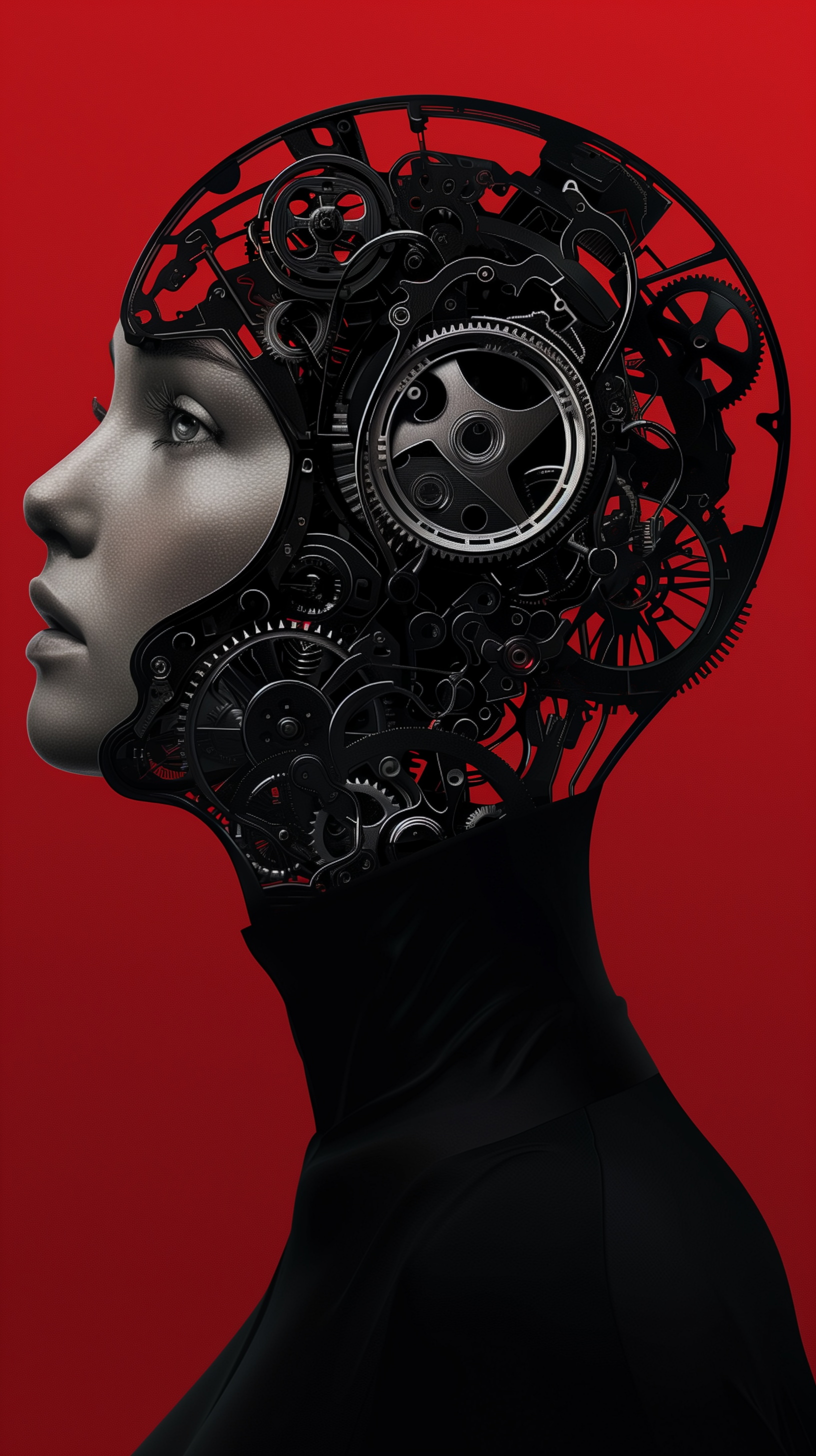 صورة مولدة بالذكاء الاصطناعي: Midjourney prompt: cyberpunk style portrait of a female figure with h... (نموذج Midjourney - صور شخصية)