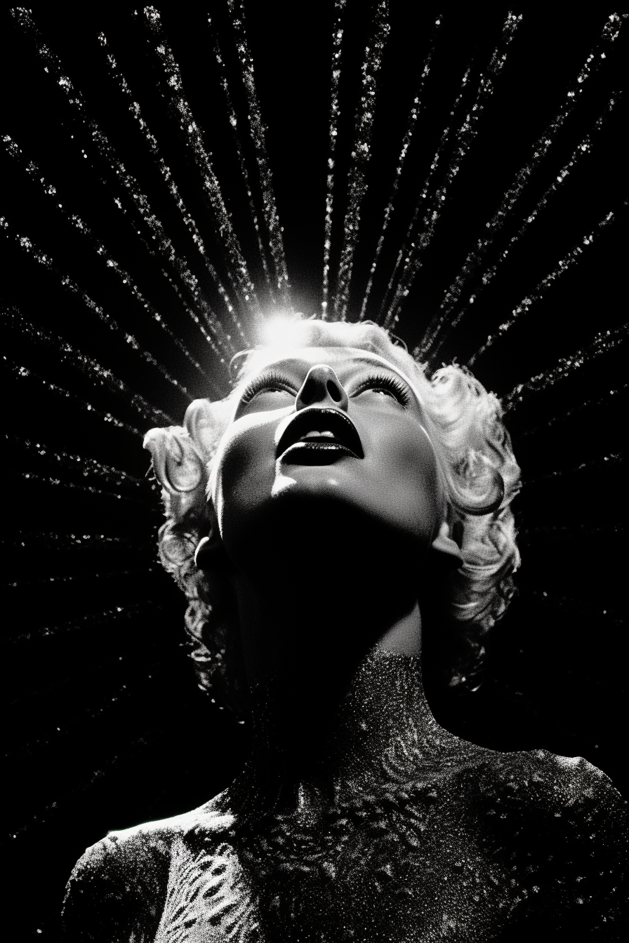 AI generated: Midjourney prompt: epic angled view, view from below, short hair Mari... (Midjourney - Portraits)