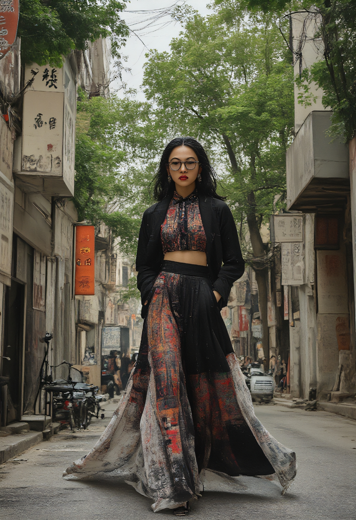 FLUX prompt: modernist, Street fashion waist up photo of a 24-y... - FLUX