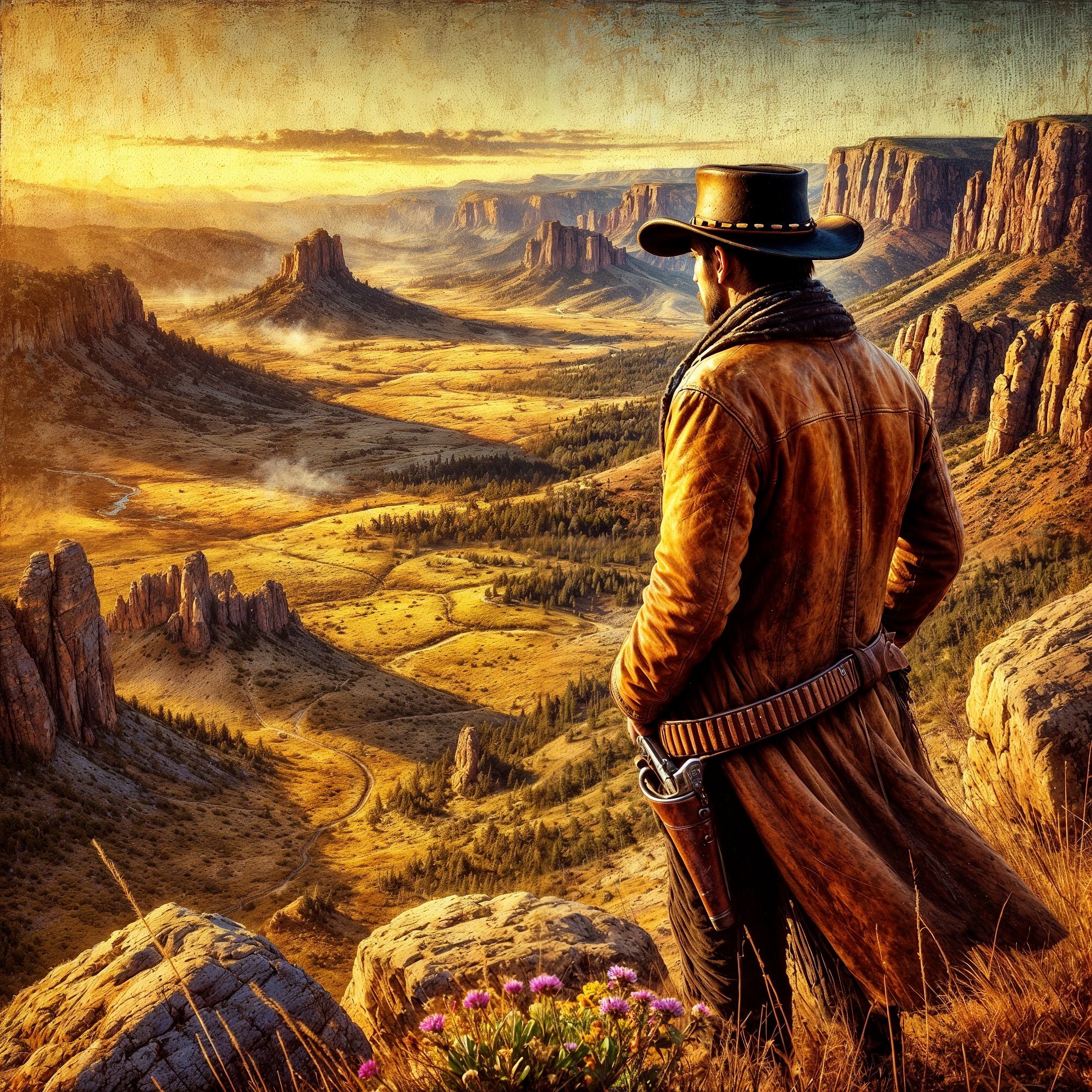 DALL·E prompt: An awe-inspiring Wild West portrait of a l...