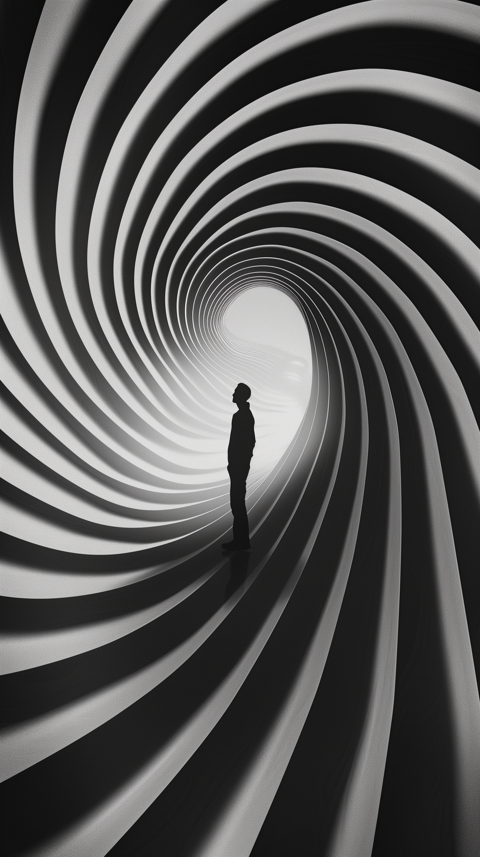 AI generated: Midjourney prompt: abstract monochrome spiral drawing dominates the f... (Midjourney - Concept Art)