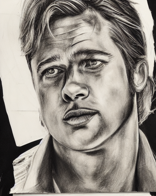 Stable Diffusion prompt: portrait of a mix of Brad Pitt a...