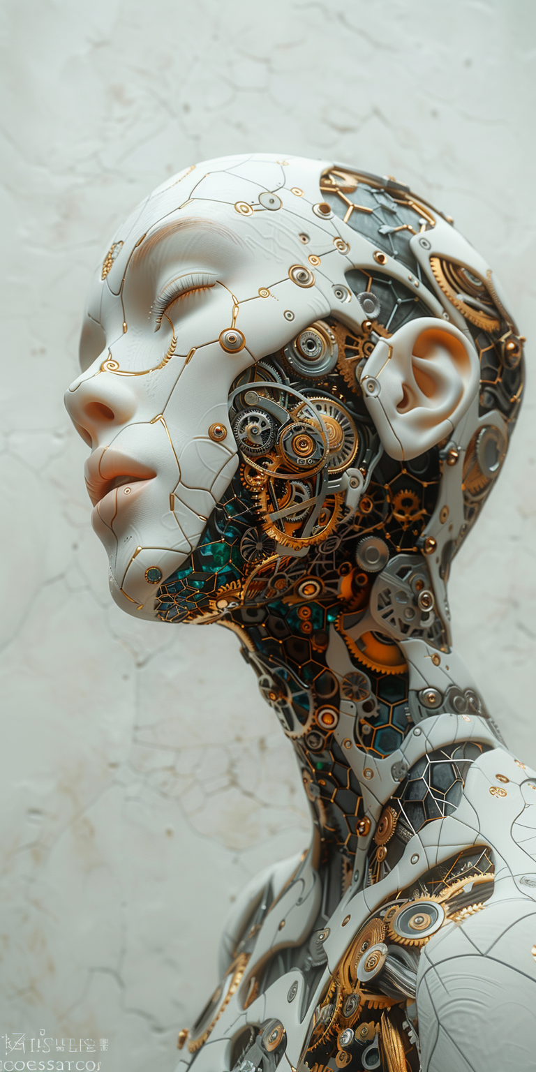 AI generated: Midjourney prompt: An abstract sculpture of a head and neck in slight... (Midjourney - Portraits)